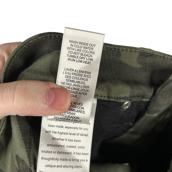 Good American Womens 0/25 Good Waist High Rise Skinny Jeans Green Camo GL403AT - Picture 6 of 7